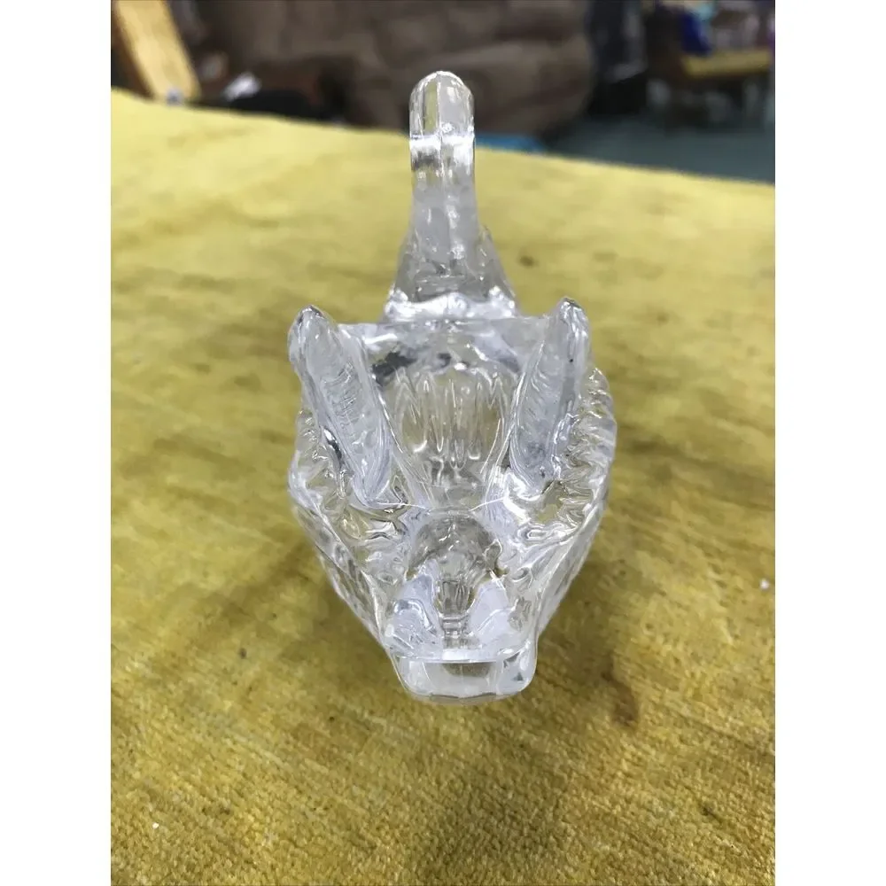 Lead Crystal Clear Glass Swan Trinket Box With Lid Jewelry Ring Dish Vintage‎